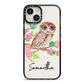 Personalised Owl iPhone 14 Black Impact Case on Silver phone