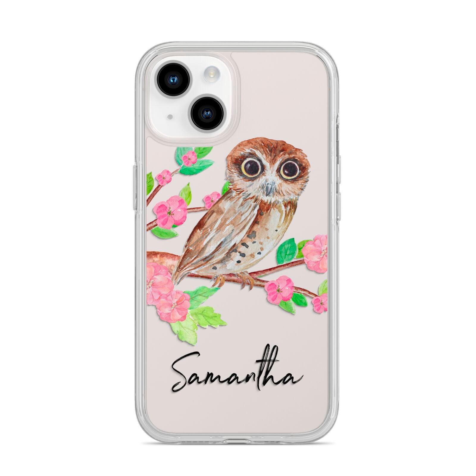 Personalised Owl iPhone 14 Clear Tough Case Starlight