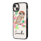 Personalised Owl iPhone 14 Plus Black Impact Case Side Angle on Silver phone