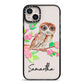 Personalised Owl iPhone 14 Plus Black Impact Case on Silver phone