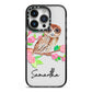 Personalised Owl iPhone 14 Pro Black Impact Case on Silver phone