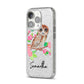 Personalised Owl iPhone 14 Pro Glitter Tough Case Silver Angled Image