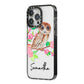 Personalised Owl iPhone 14 Pro Max Black Impact Case Side Angle on Silver phone