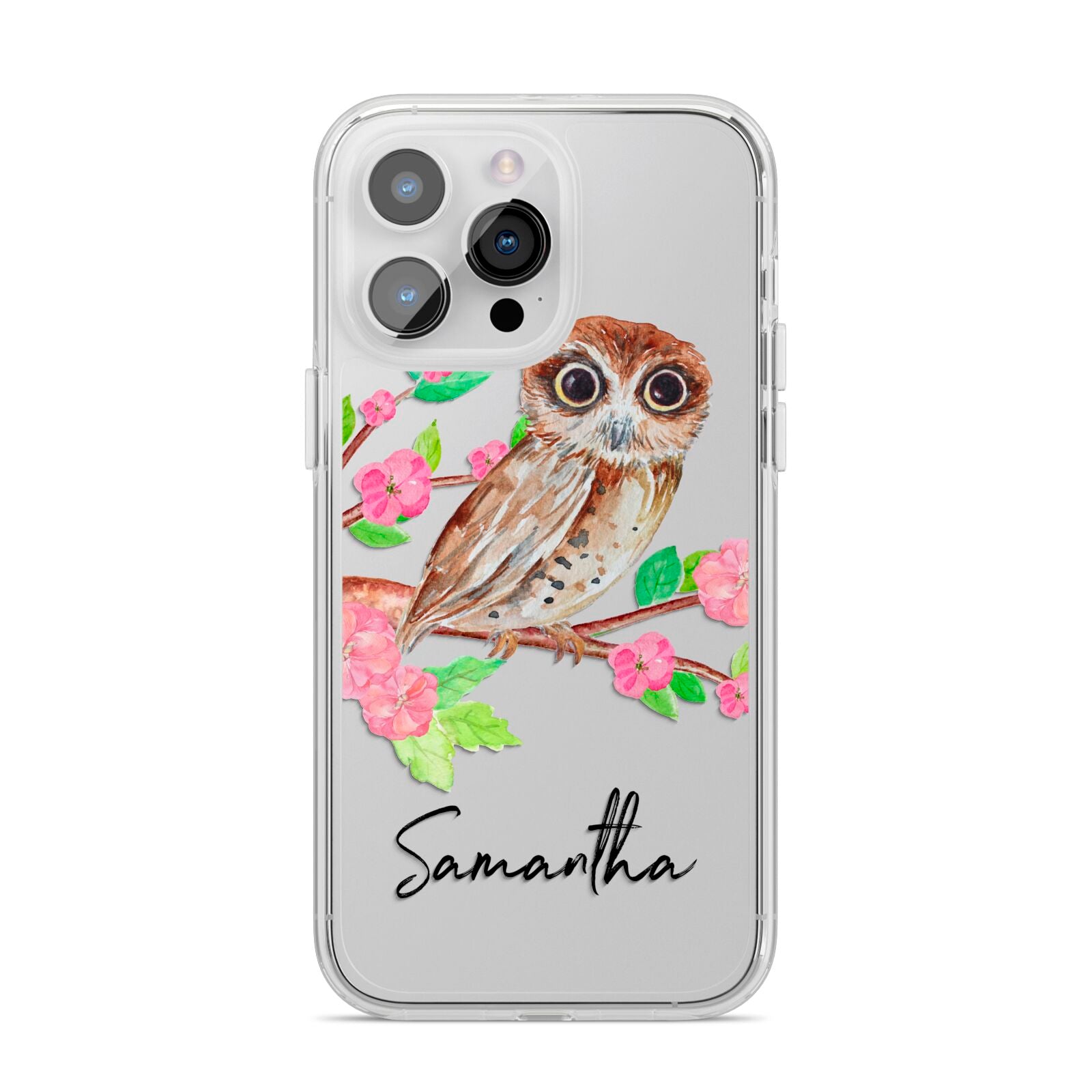 Personalised Owl iPhone 14 Pro Max Clear Tough Case Silver