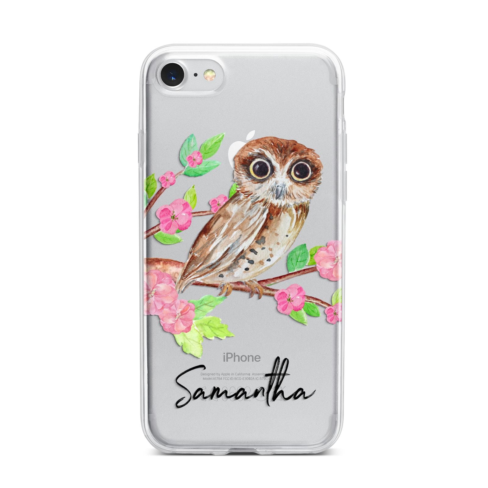 Personalised Owl iPhone 7 Bumper Case on Silver iPhone