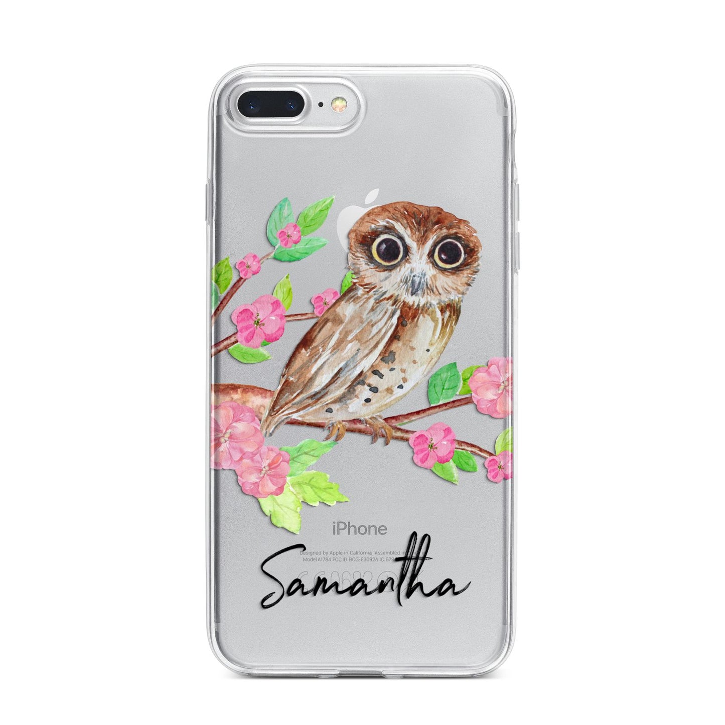 Personalised Owl iPhone 7 Plus Bumper Case on Silver iPhone