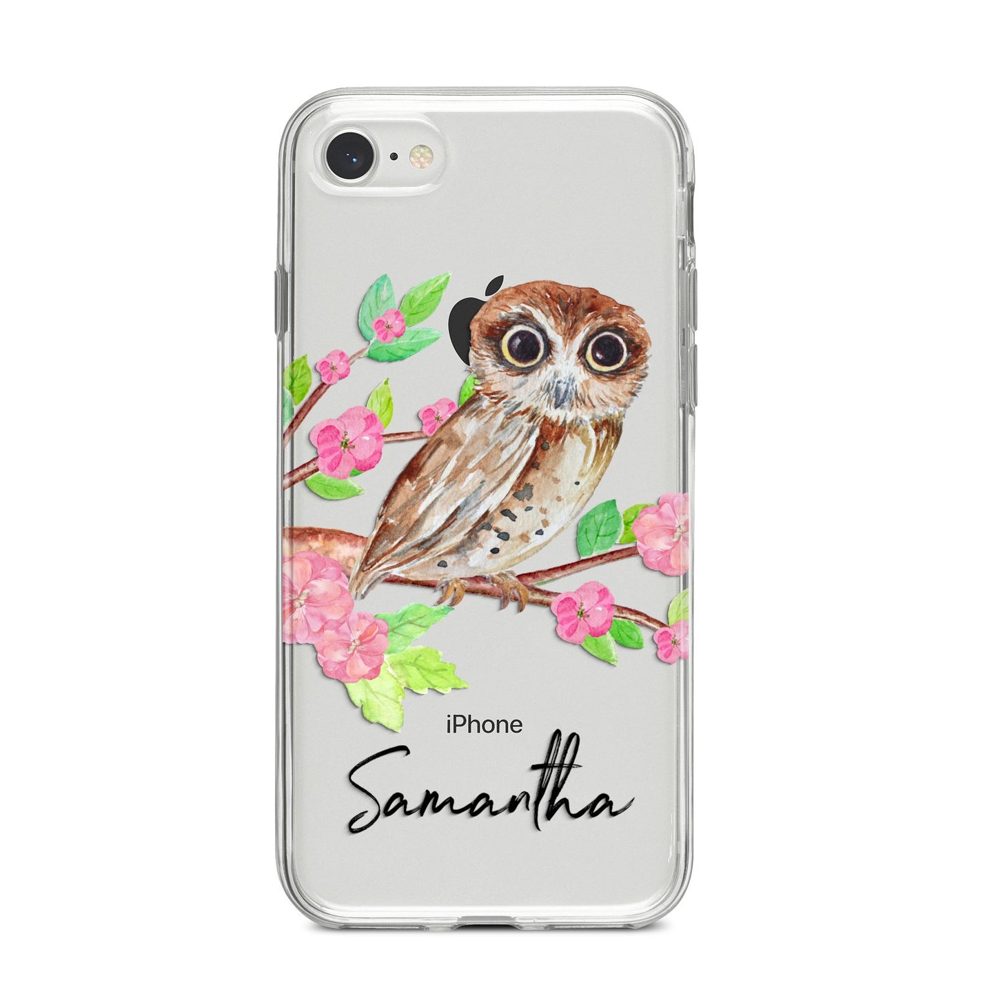 Personalised Owl iPhone 8 Bumper Case on Silver iPhone