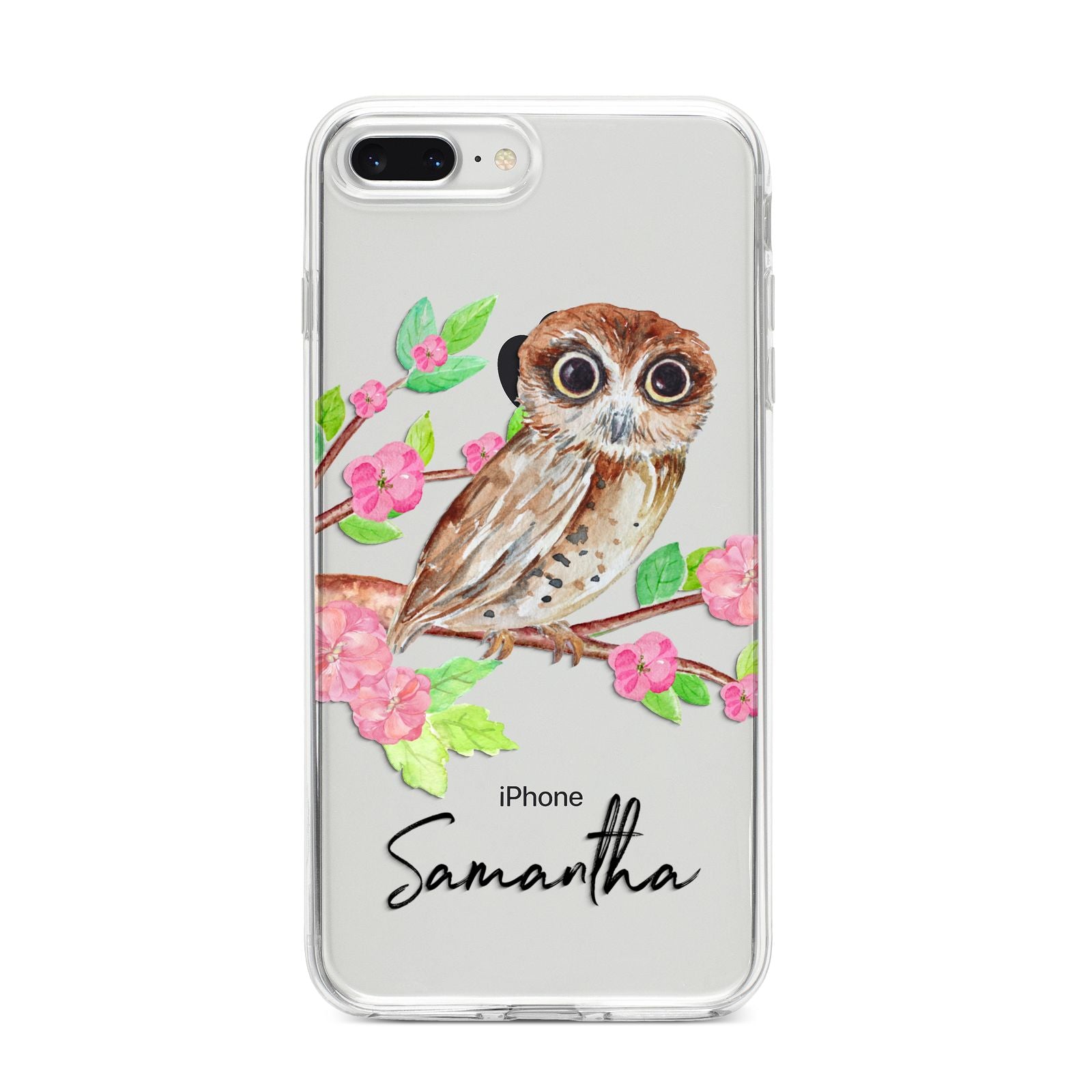 Personalised Owl iPhone 8 Plus Bumper Case on Silver iPhone