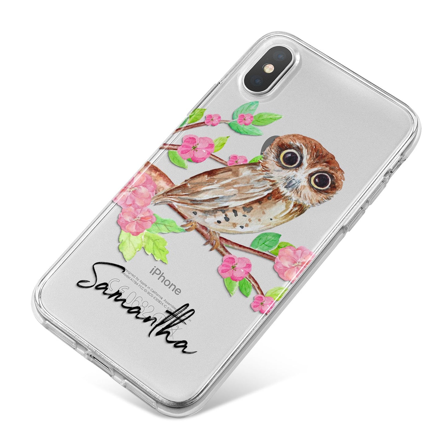 Personalised Owl iPhone X Bumper Case on Silver iPhone