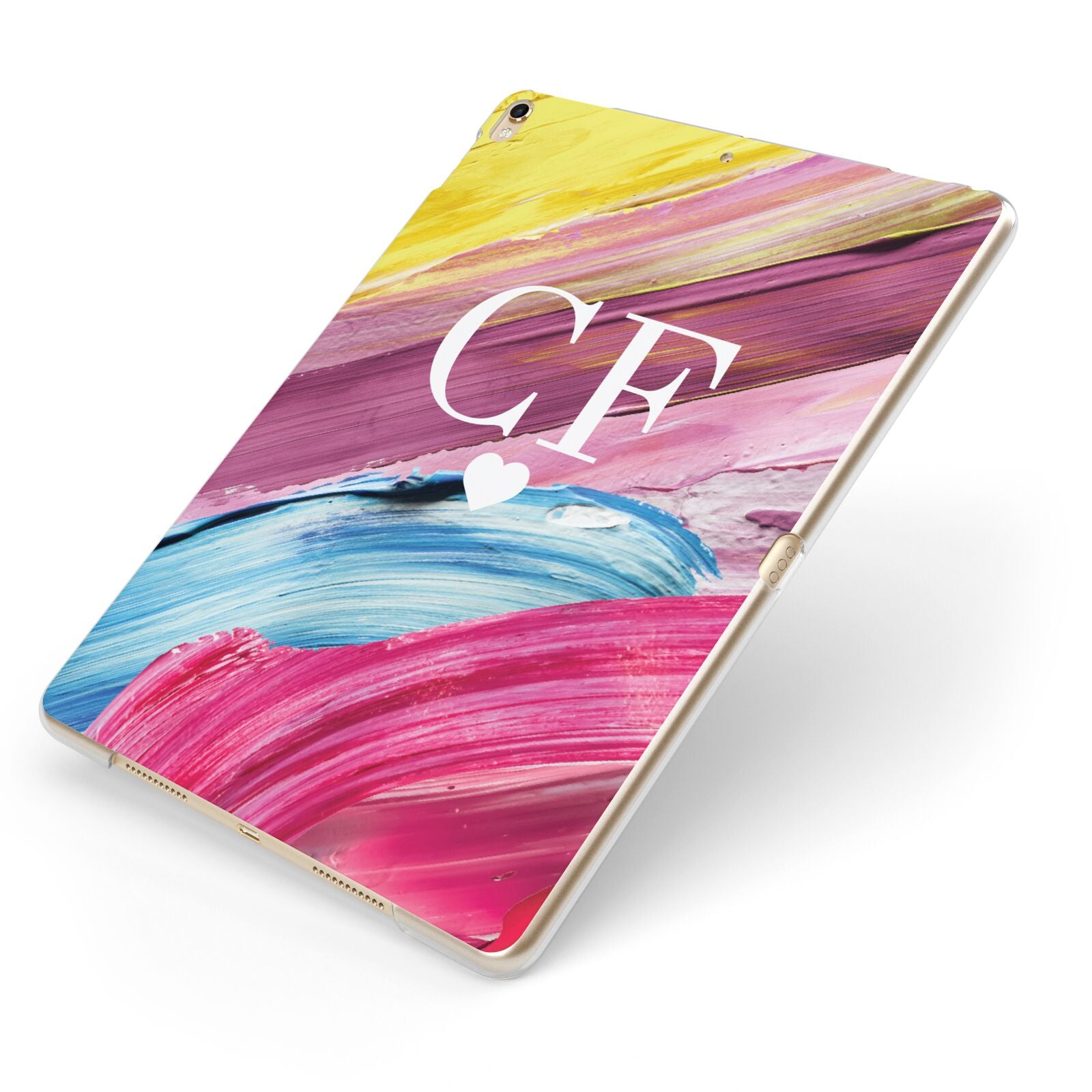 Personalised Paint Brush Initials Apple iPad Case on Gold iPad Side View