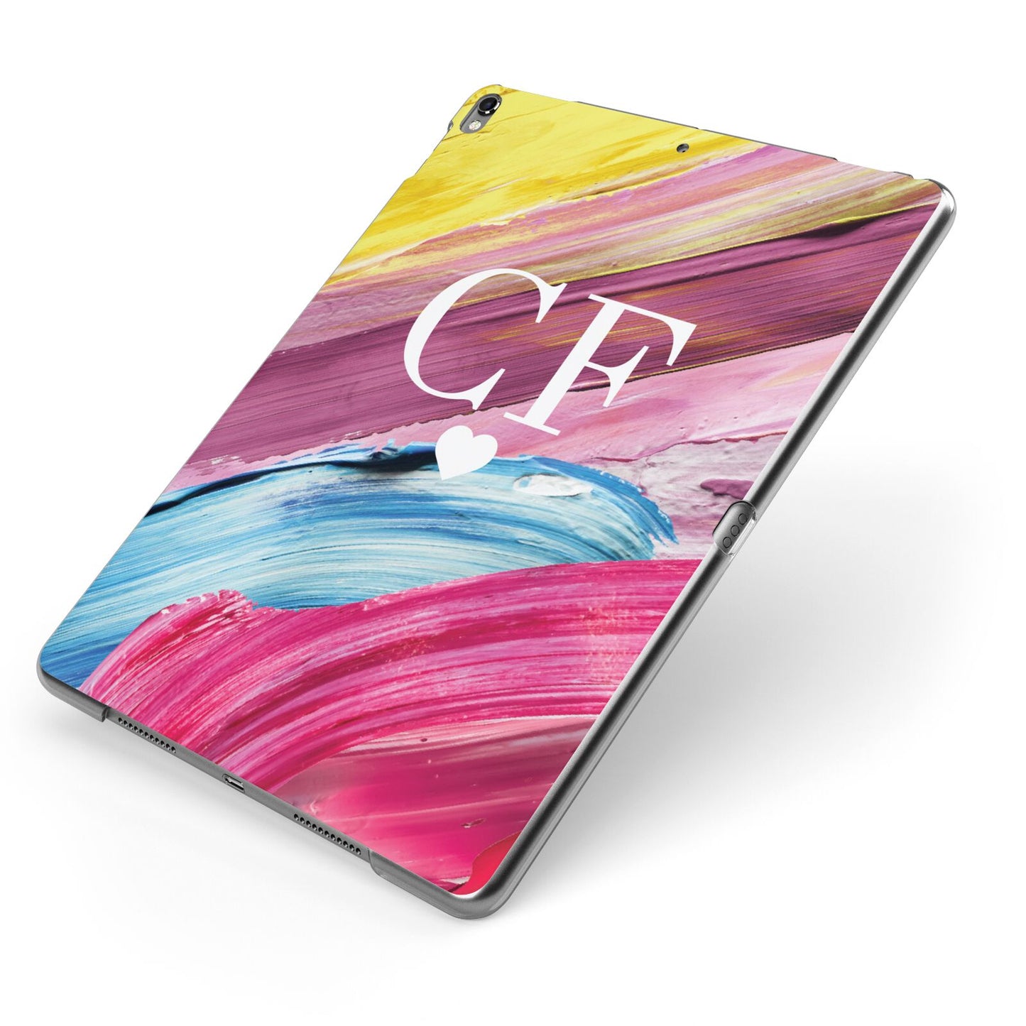 Personalised Paint Brush Initials Apple iPad Case on Grey iPad Side View