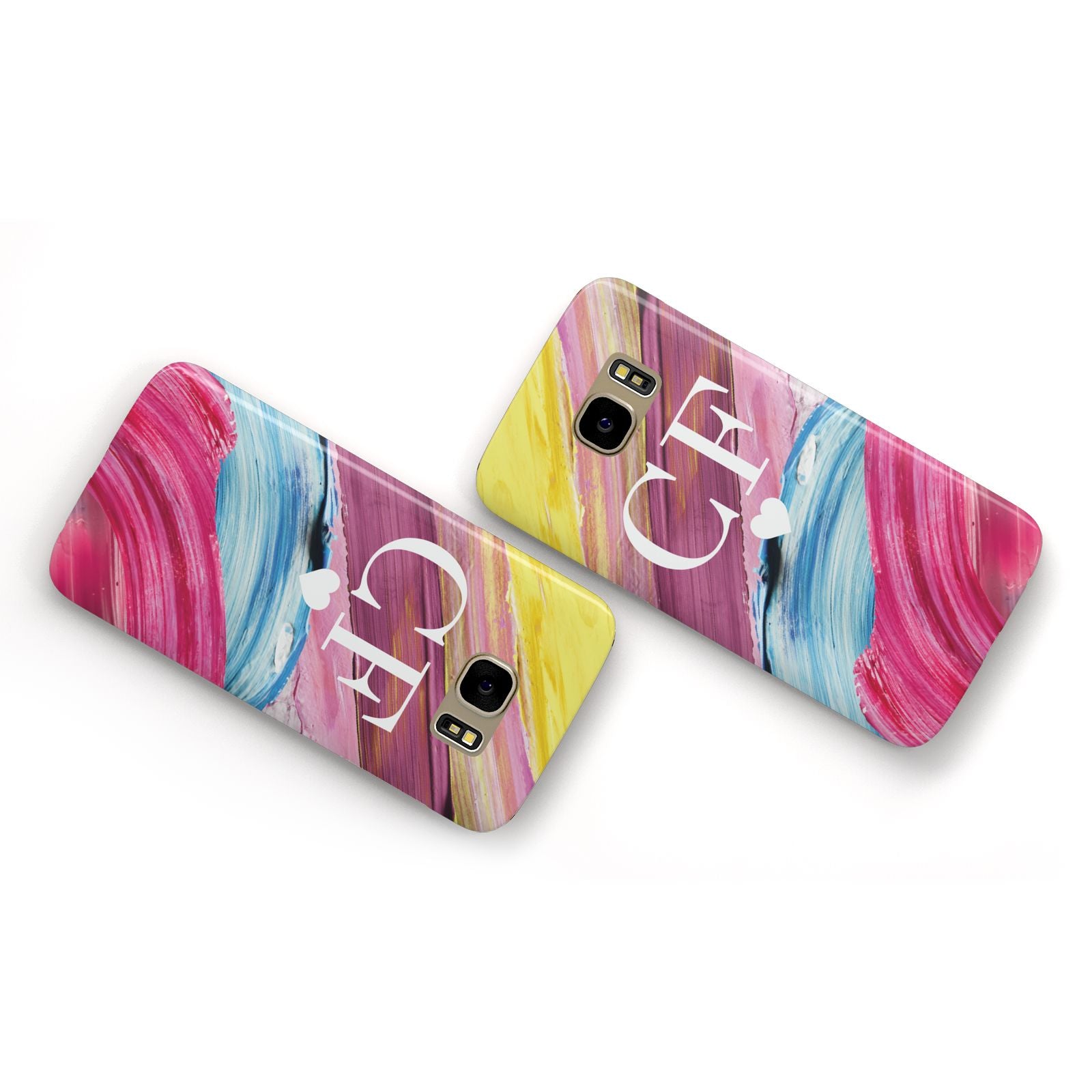 Personalised Paint Brush Initials Samsung Galaxy Case Flat Overview