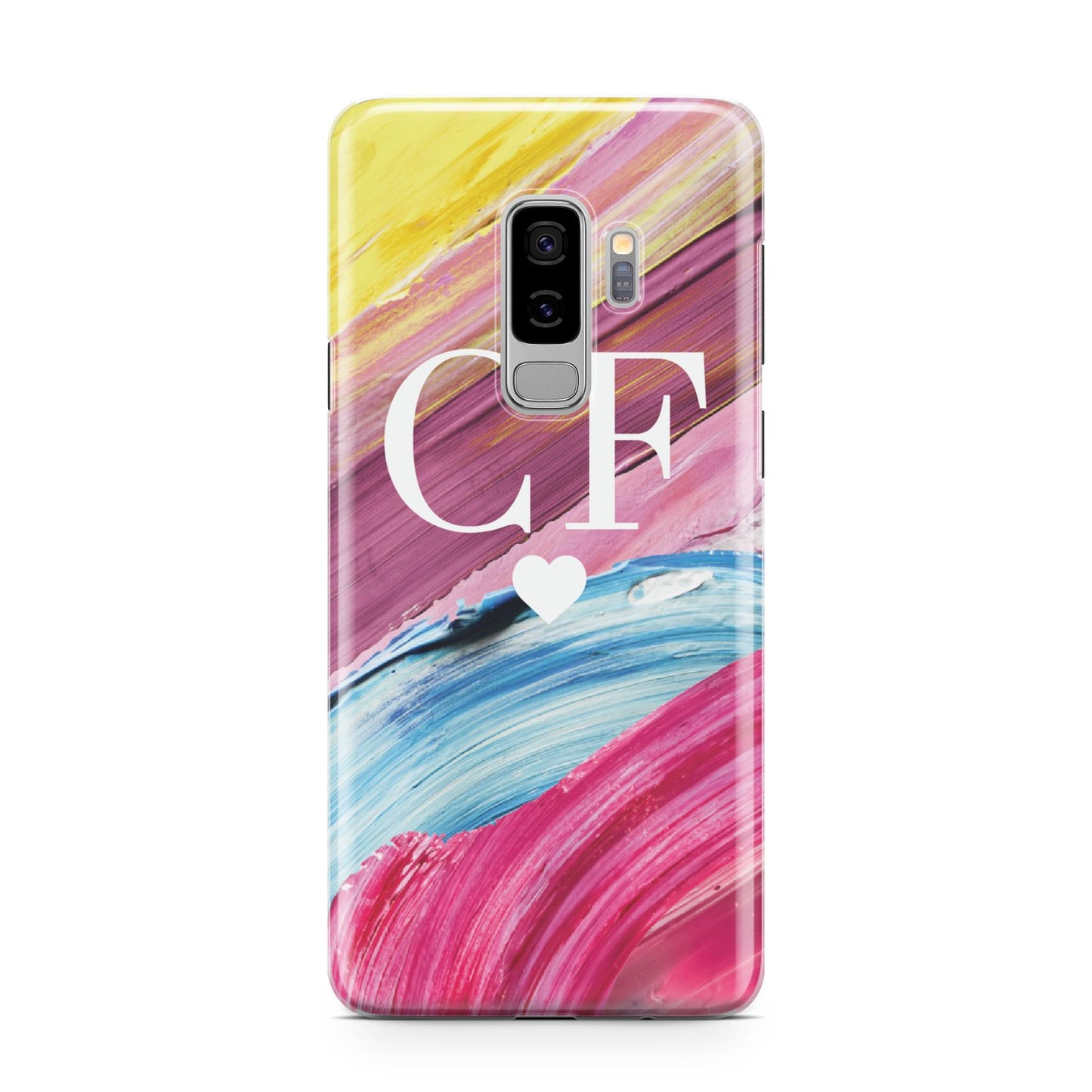 Personalised Paint Brush Initials Samsung Galaxy S9 Plus Case on Silver phone