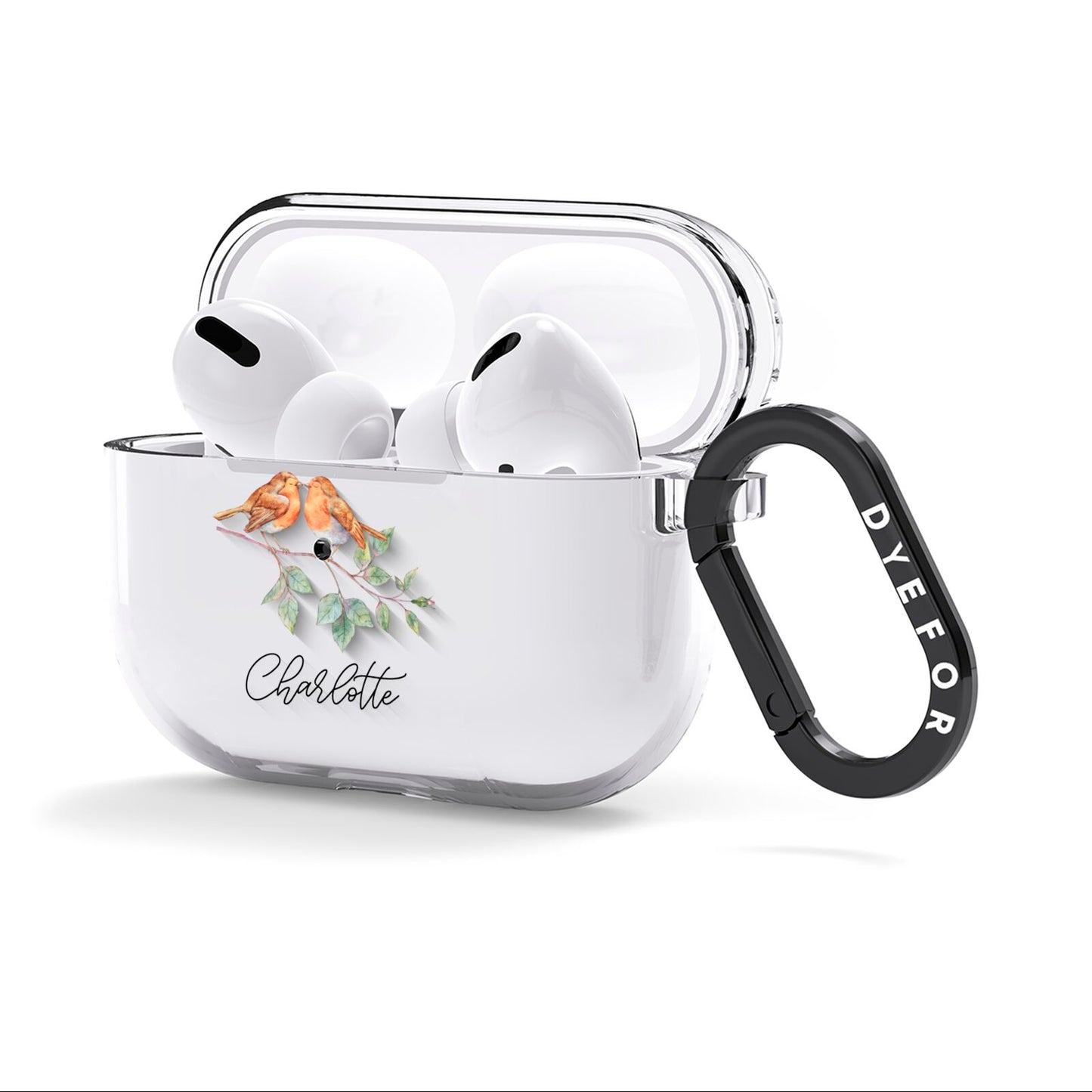 Personalised Pair of Robins AirPods Clear Case 3rd Gen Side Image