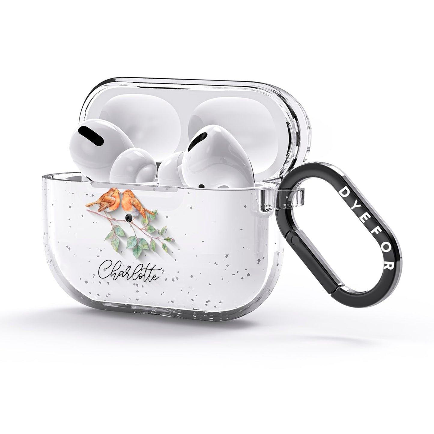 Personalised Pair of Robins AirPods Glitter Case 3rd Gen Side Image