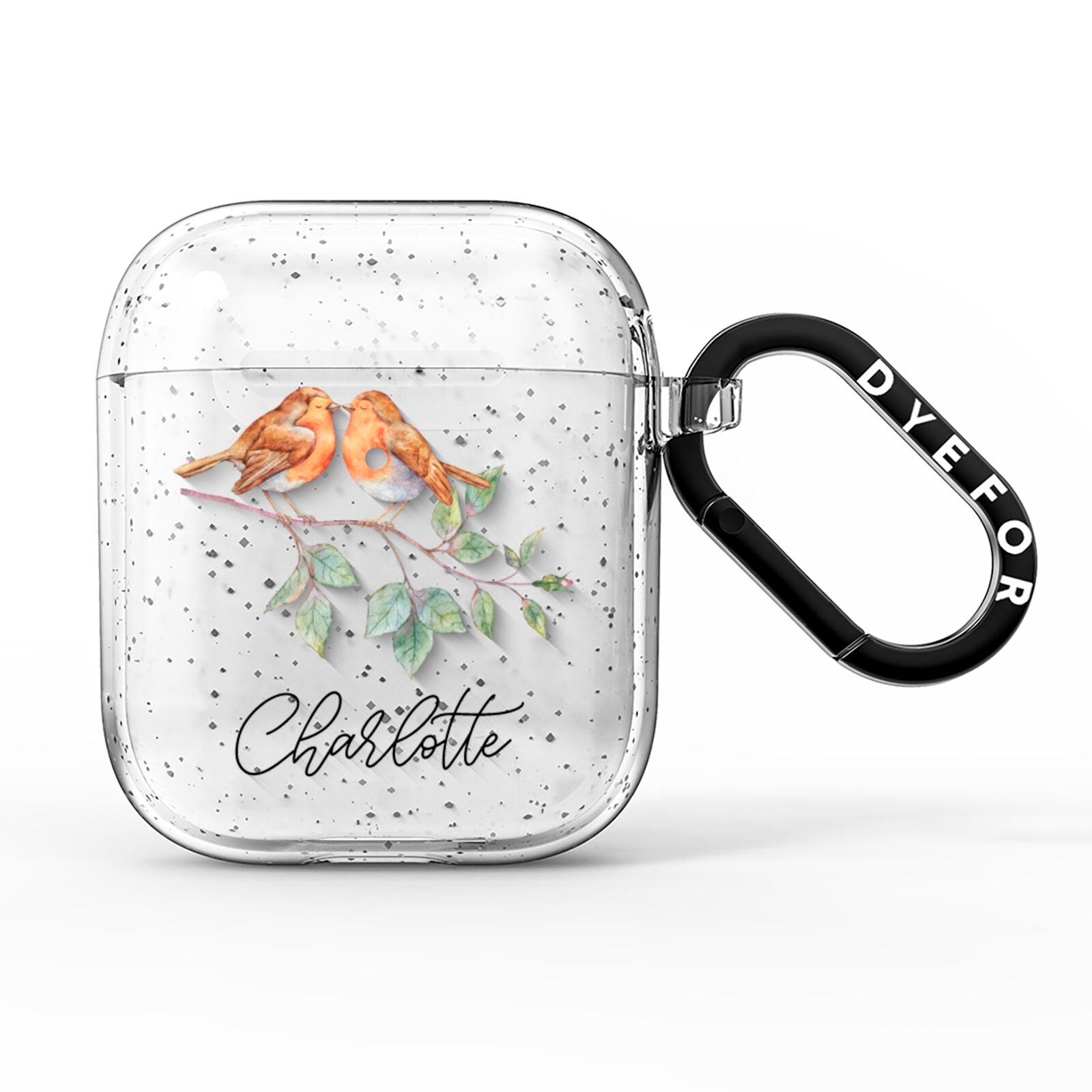 Personalised Pair of Robins AirPods Glitter Case