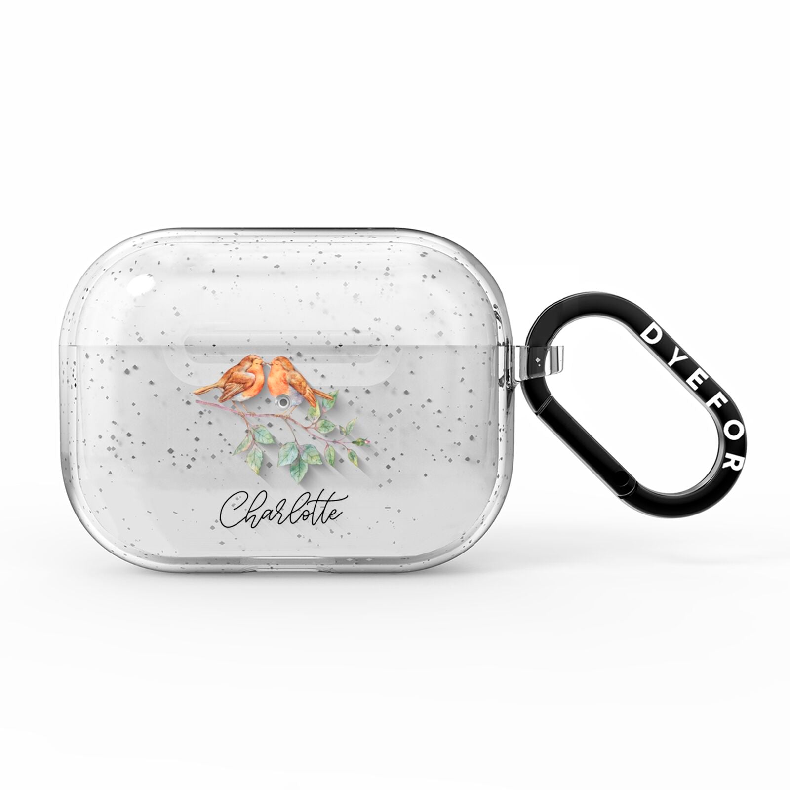 Personalised Pair of Robins AirPods Pro Glitter Case