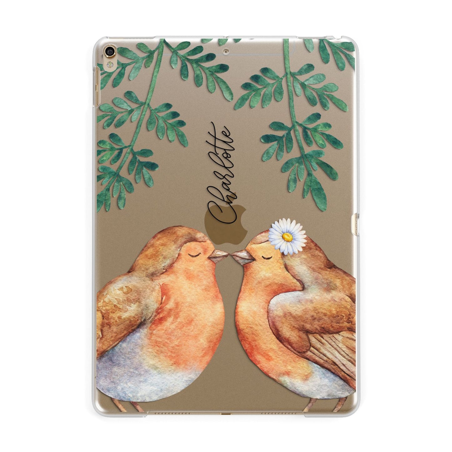 Personalised Pair of Robins Apple iPad Gold Case