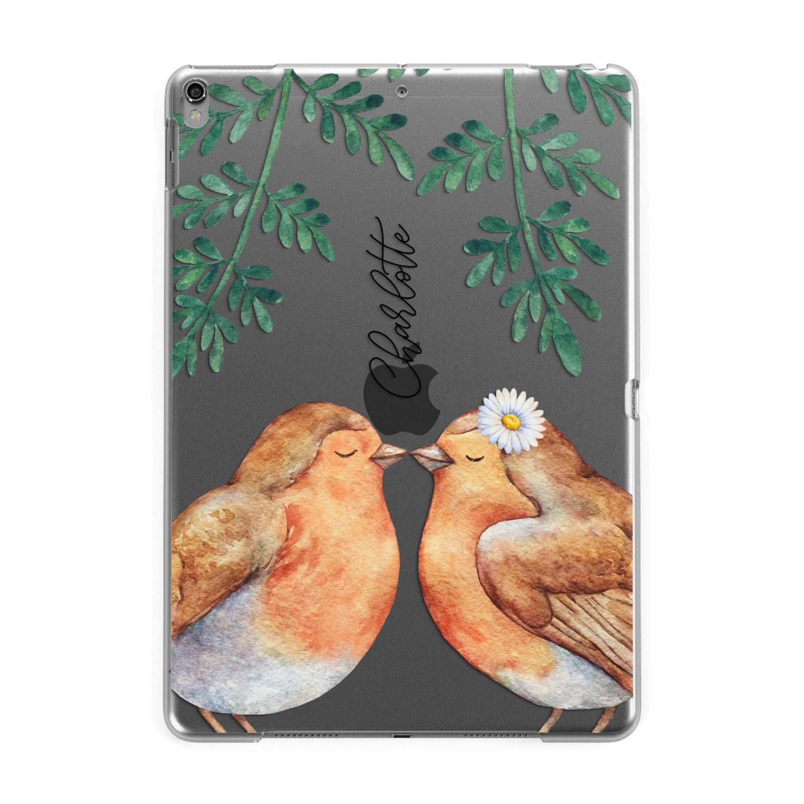 Personalised Pair of Robins Apple iPad Grey Case