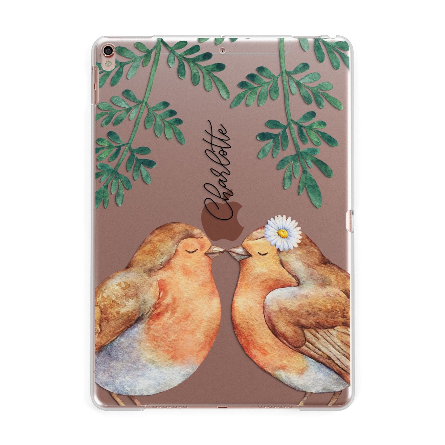 Personalised Pair of Robins Apple iPad Rose Gold Case