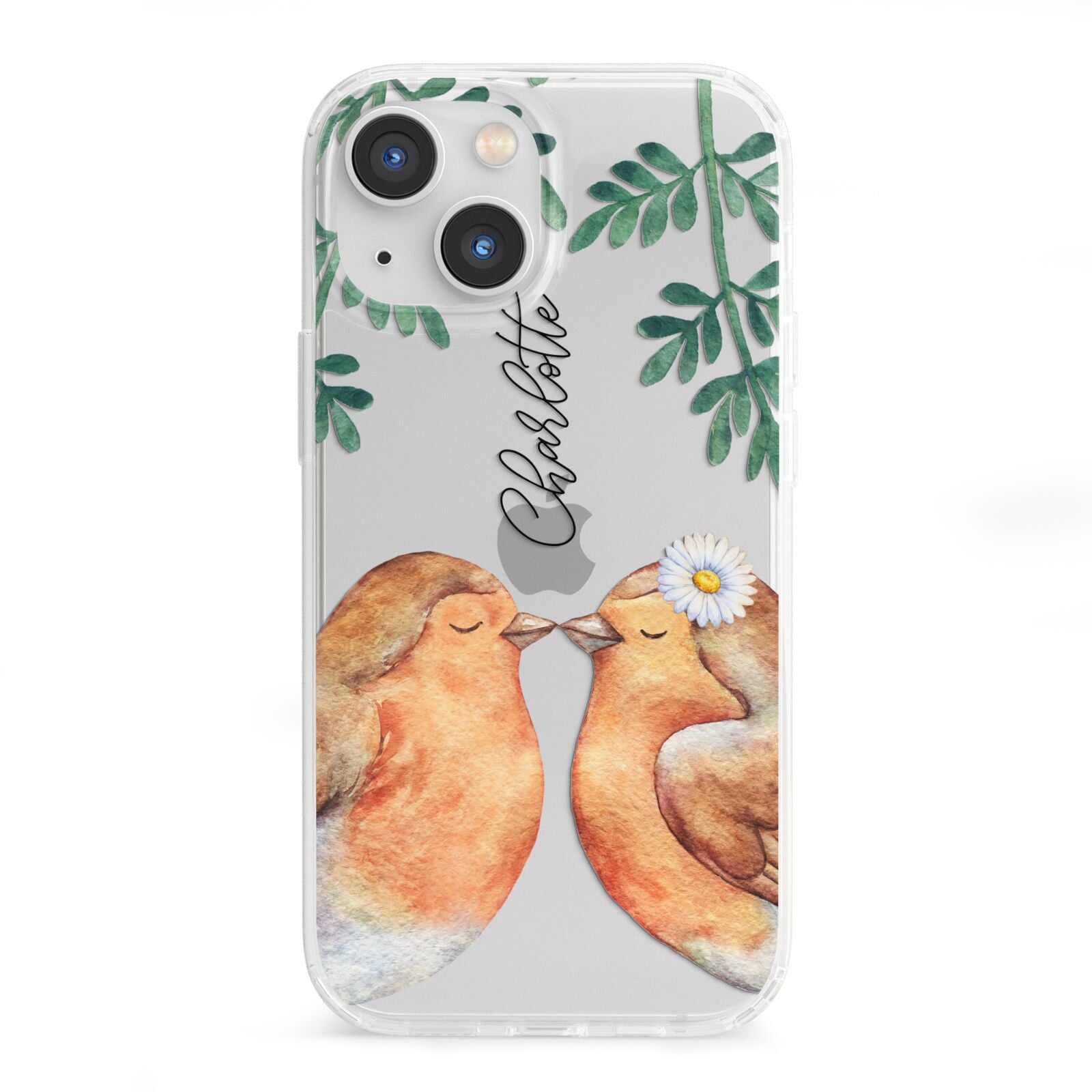 Personalised Pair of Robins iPhone 13 Mini Clear Bumper Case