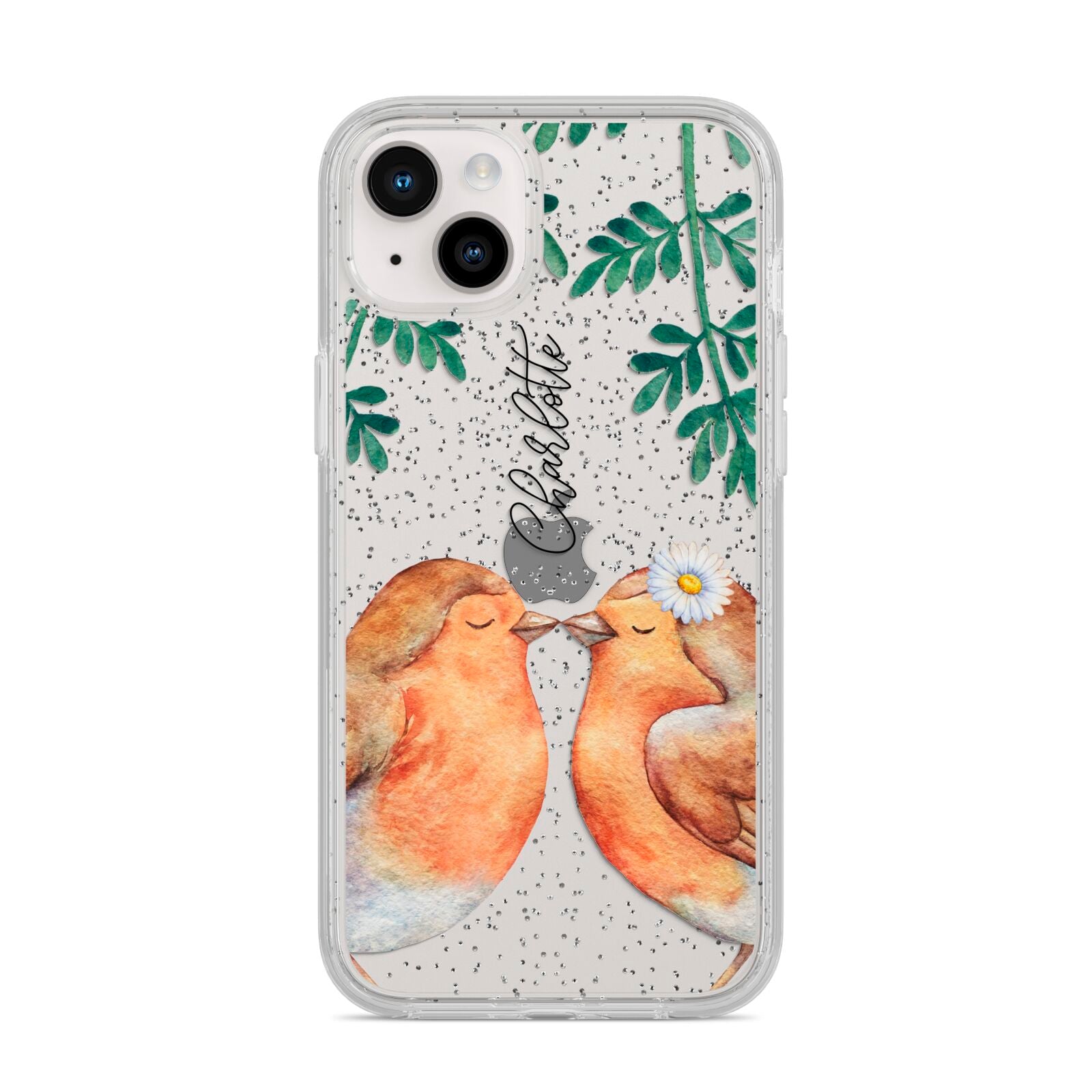 Personalised Pair of Robins iPhone 14 Plus Glitter Tough Case Starlight