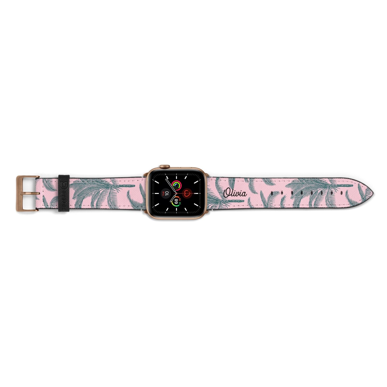 Personalised Palm Apple Watch Strap Landscape Image Gold Hardware