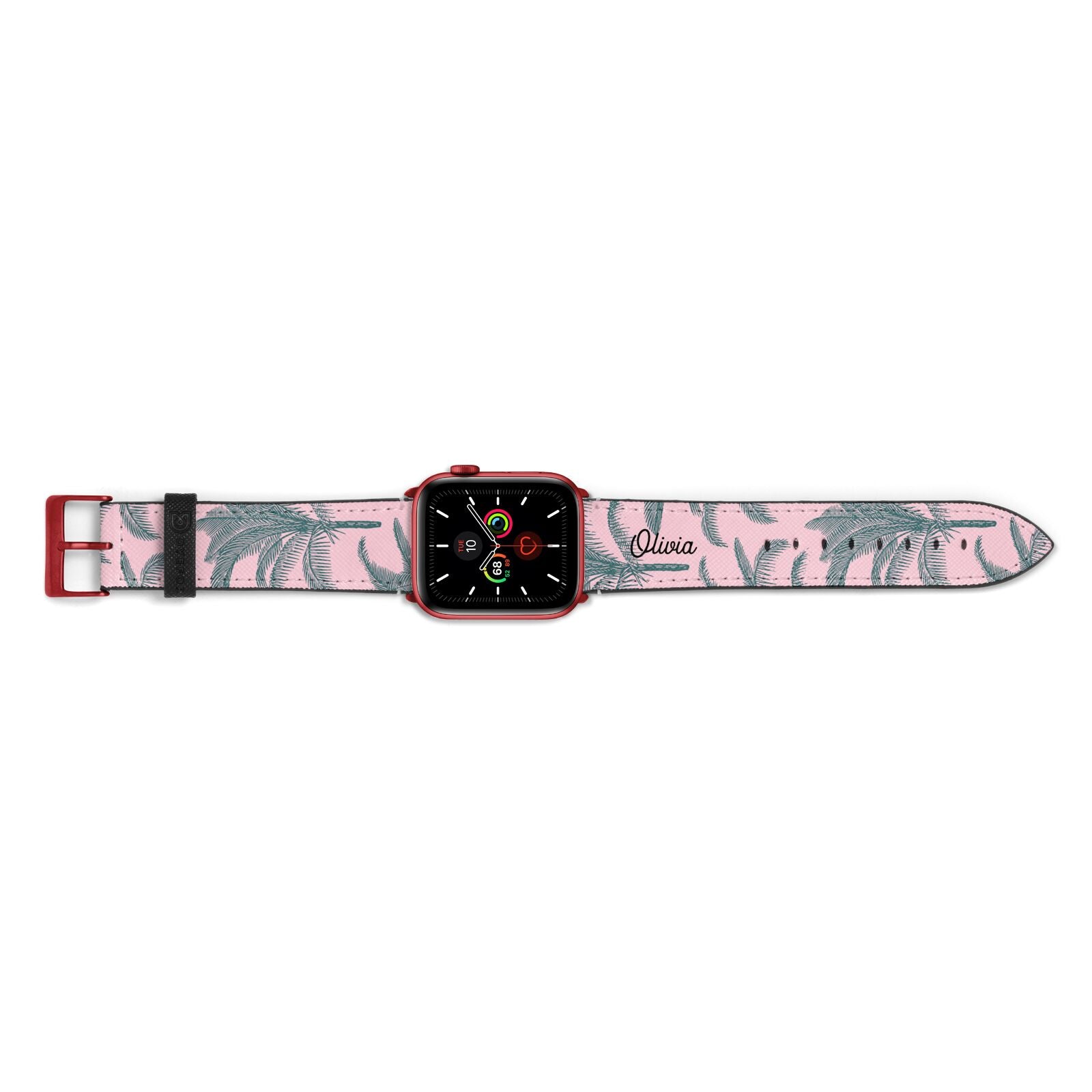 Personalised Palm Apple Watch Strap Landscape Image Red Hardware