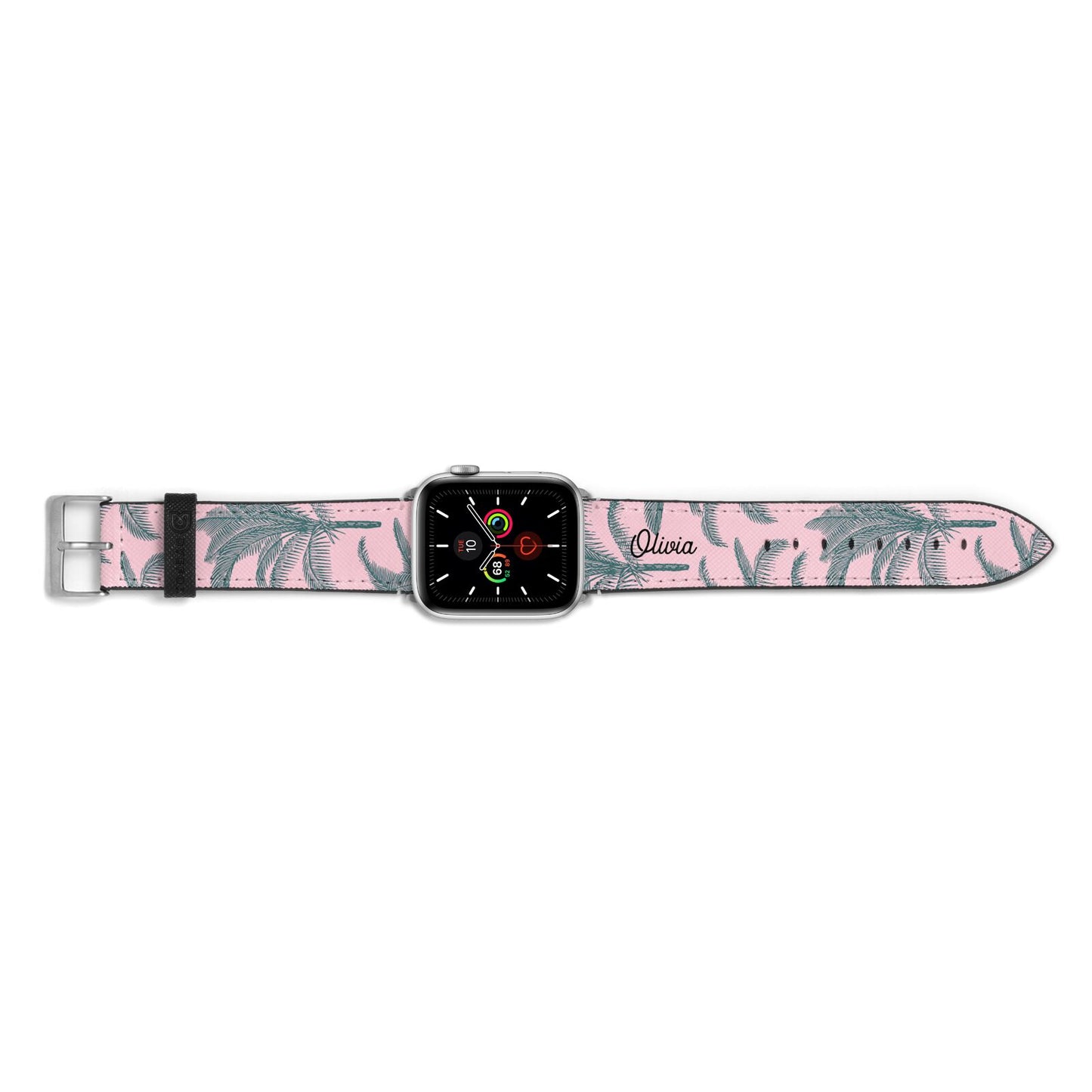 Personalised Palm Apple Watch Strap Landscape Image Silver Hardware