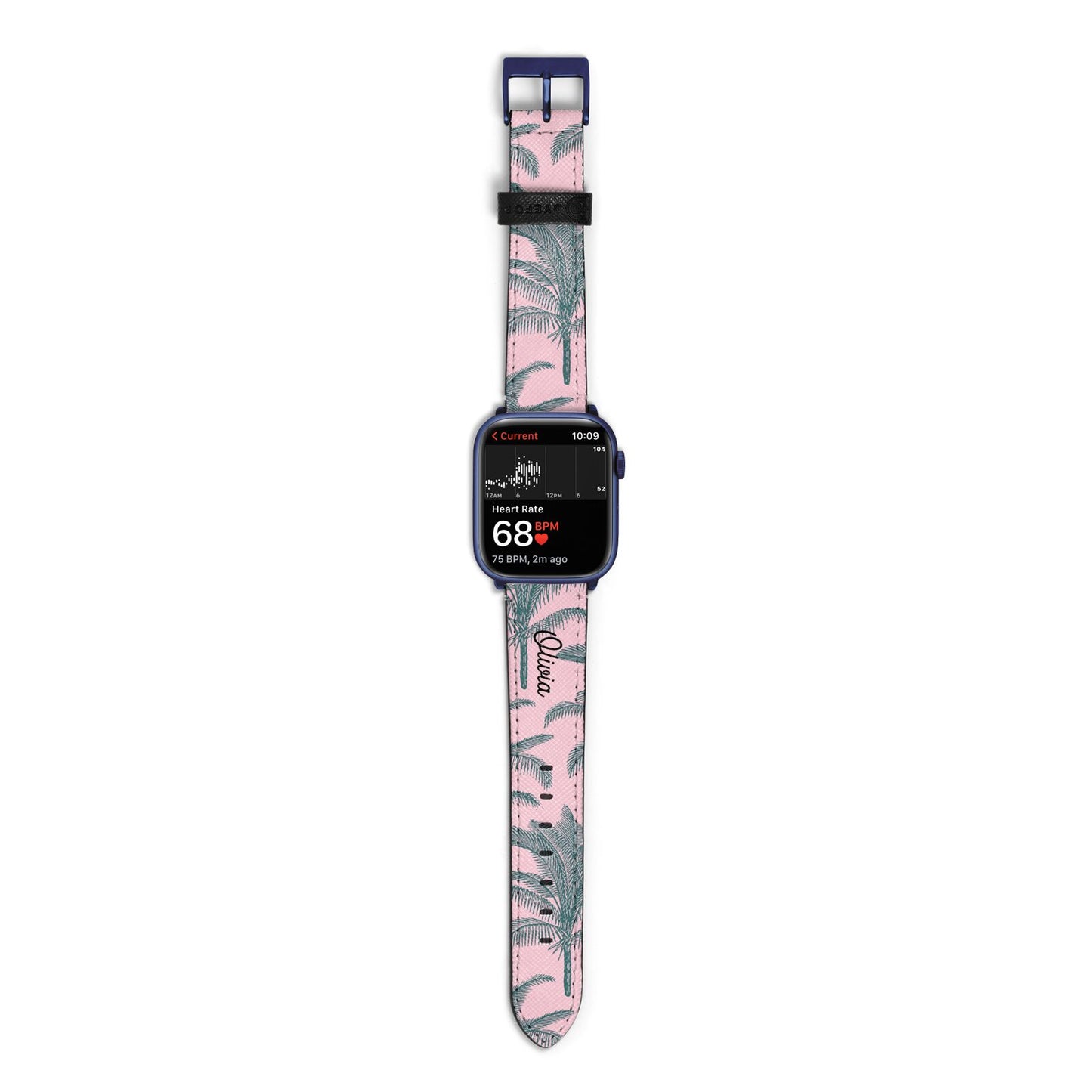 Personalised Palm Apple Watch Strap Size 38mm with Blue Hardware