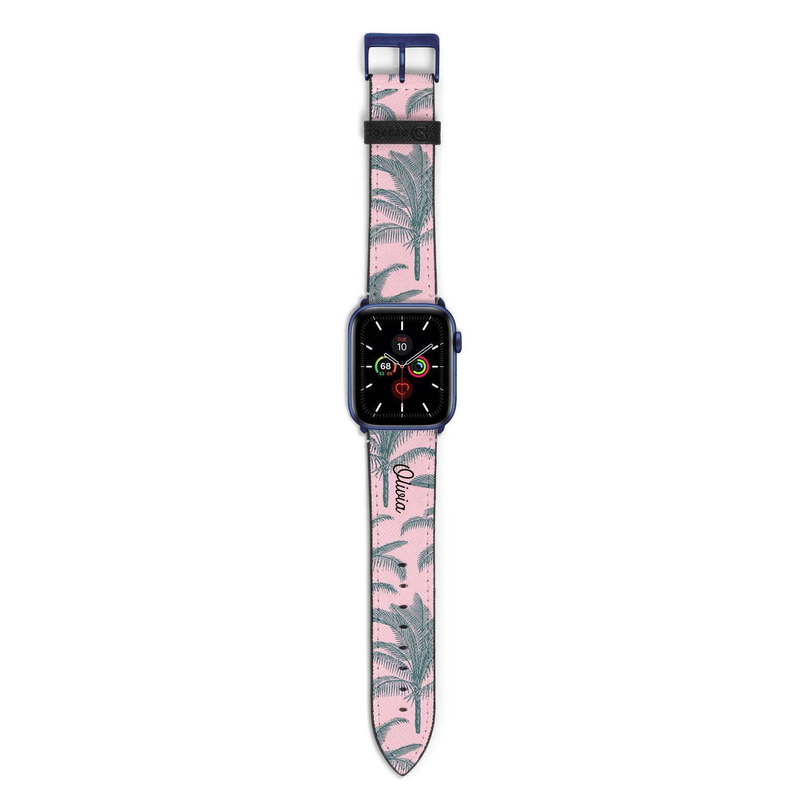 Personalised Palm Apple Watch Strap with Blue Hardware