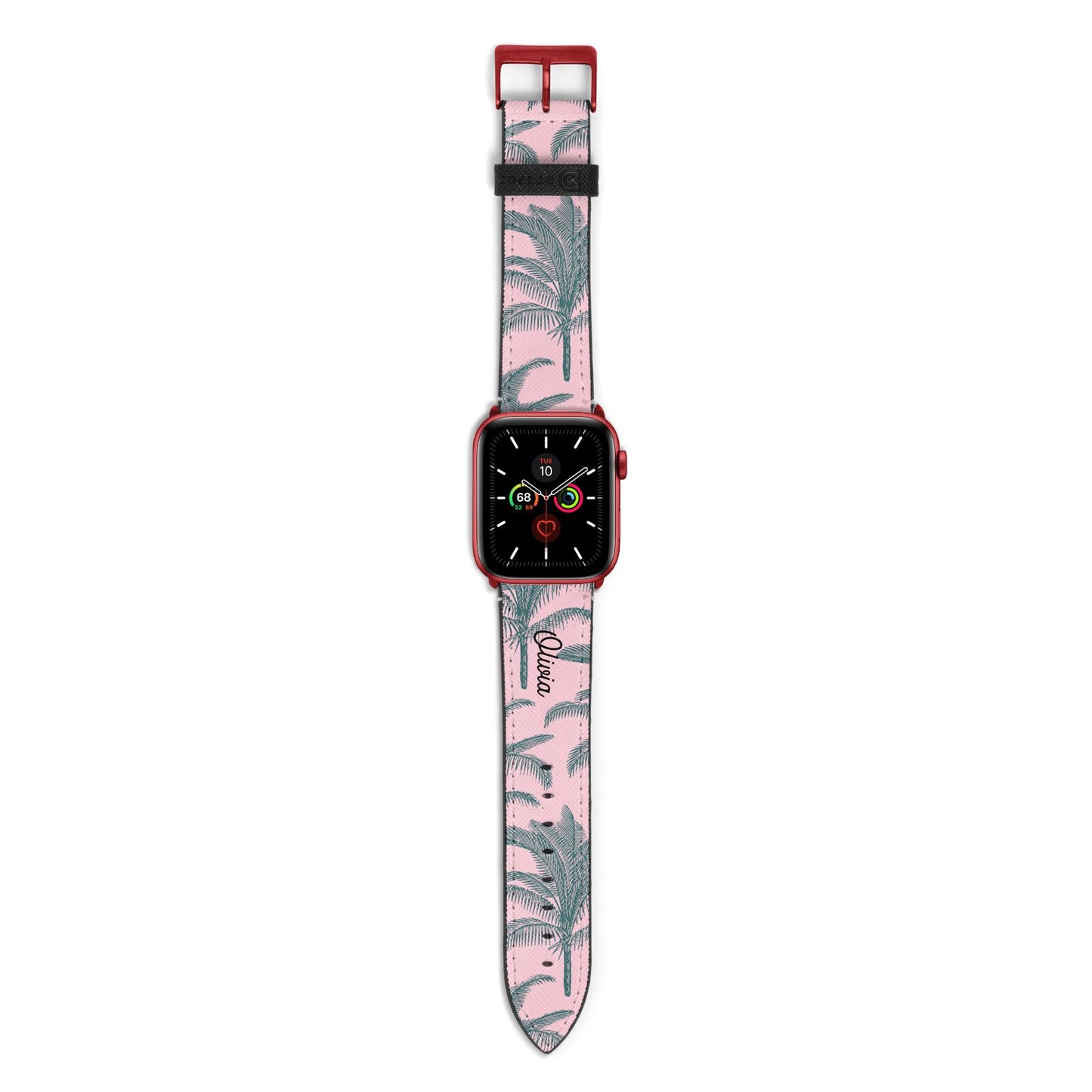 Personalised Palm Apple Watch Strap with Red Hardware