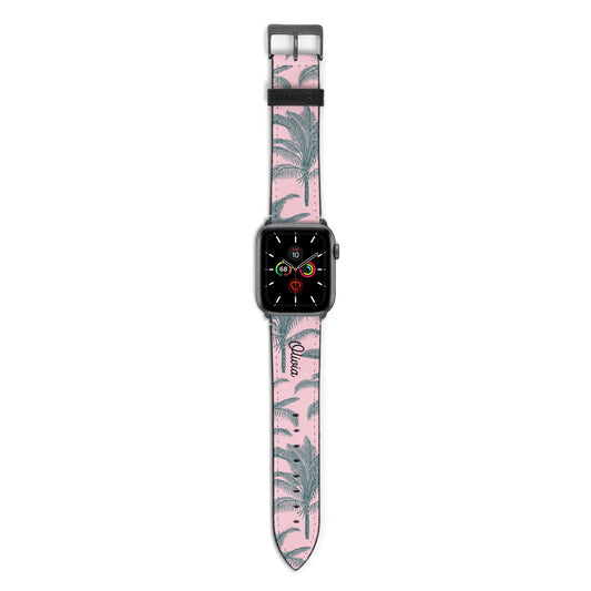 Personalised Palm Apple Watch Strap with Space Grey Hardware