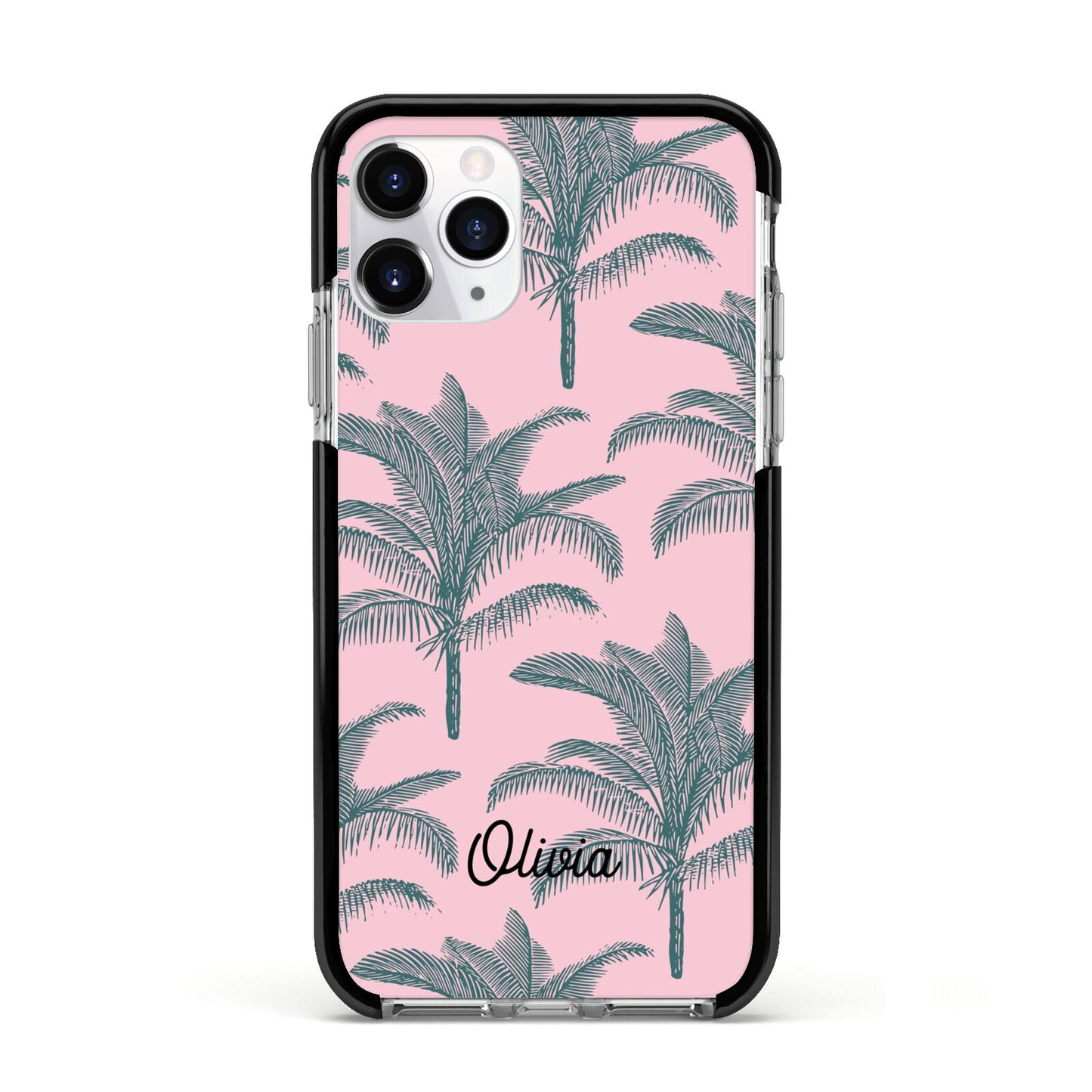 Personalised Palm Apple iPhone 11 Pro in Silver with Black Impact Case