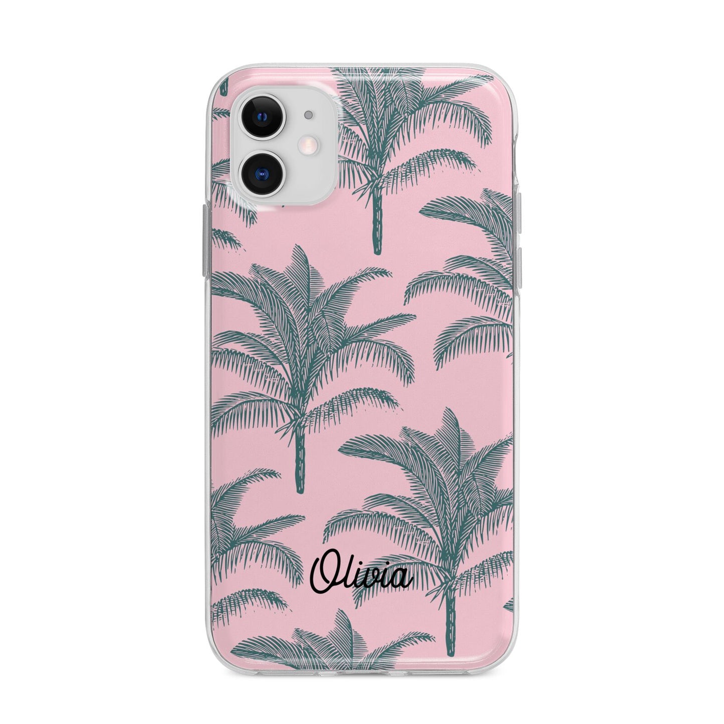 Personalised Palm Apple iPhone 11 in White with Bumper Case