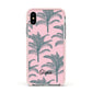 Personalised Palm Apple iPhone Xs Impact Case Pink Edge on Silver Phone