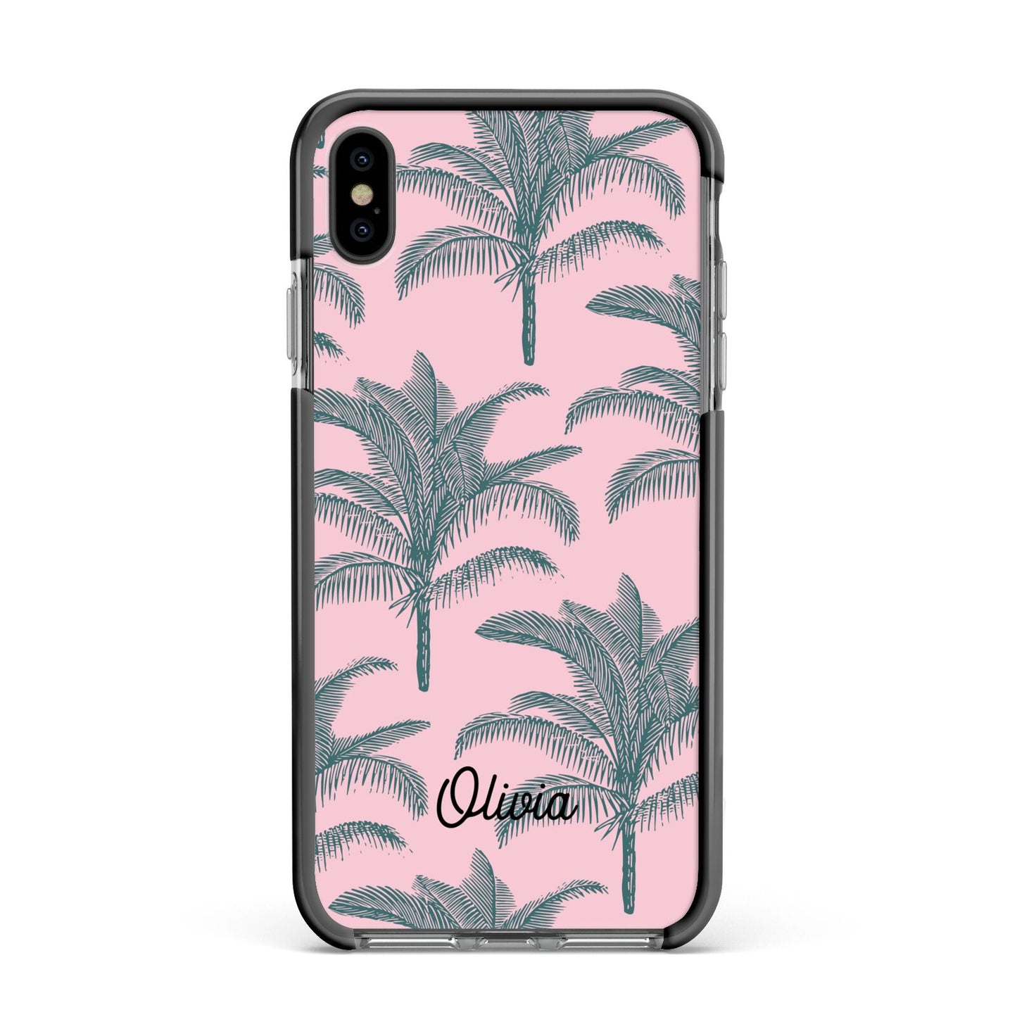 Personalised Palm Apple iPhone Xs Max Impact Case Black Edge on Black Phone