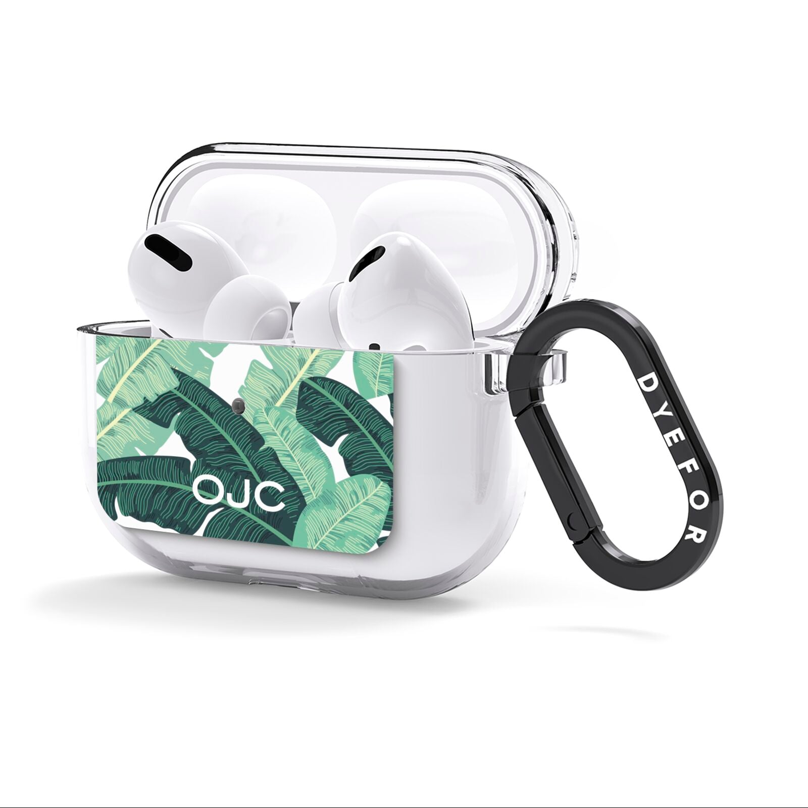 Personalised Palm Banana Leaf AirPods Clear Case 3rd Gen Side Image