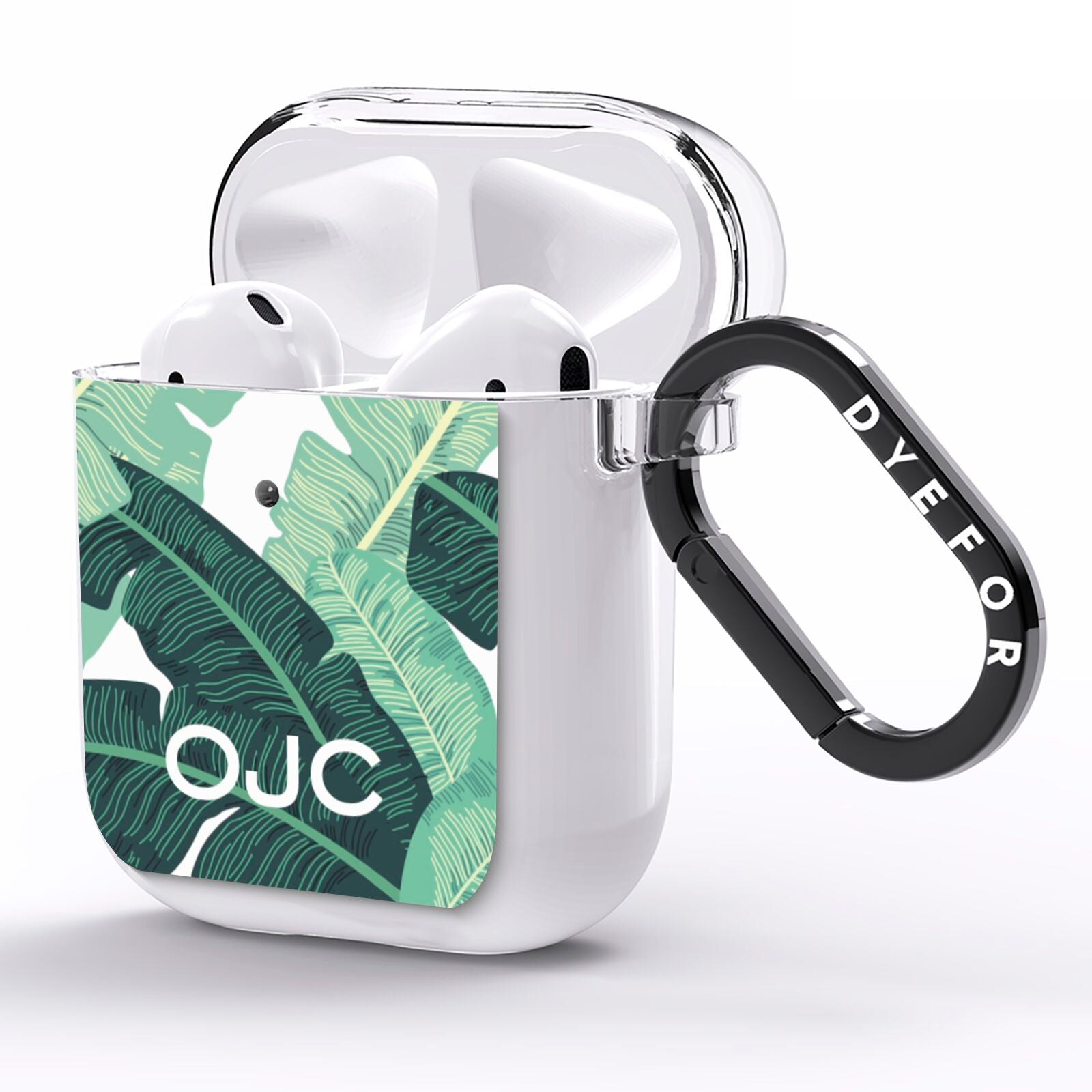 Personalised Palm Banana Leaf AirPods Clear Case Side Image