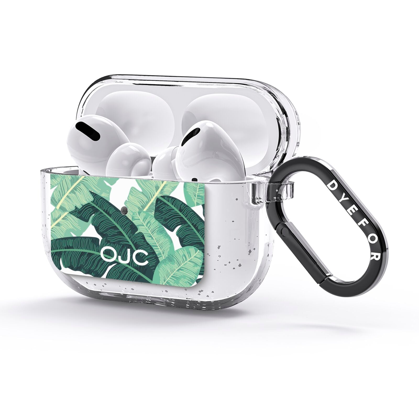 Personalised Palm Banana Leaf AirPods Glitter Case 3rd Gen Side Image