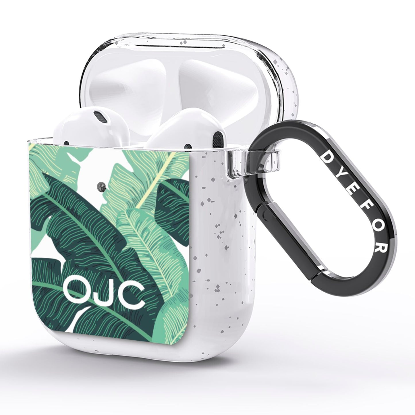 Personalised Palm Banana Leaf AirPods Glitter Case Side Image