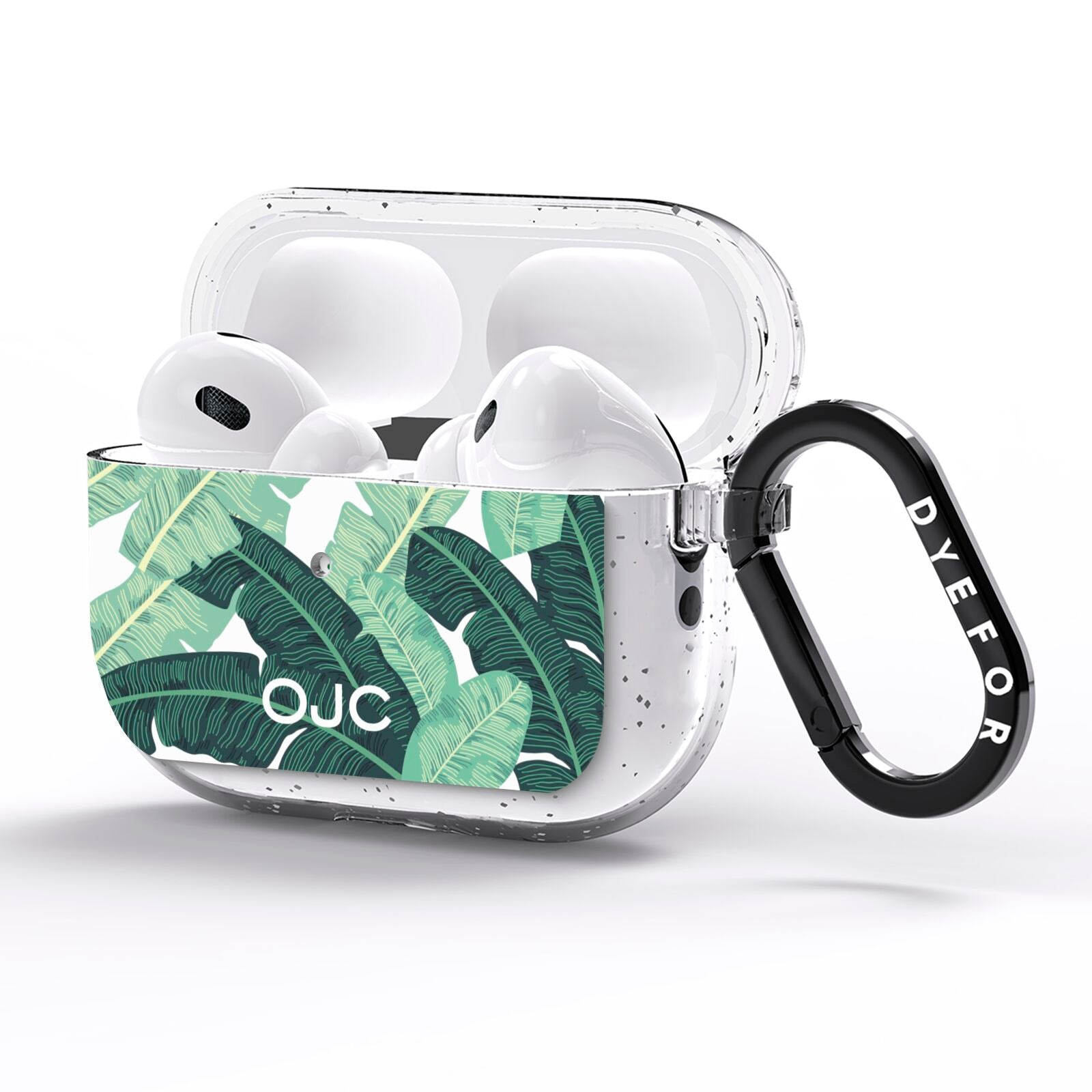 Personalised Palm Banana Leaf AirPods Pro Glitter Case Side Image