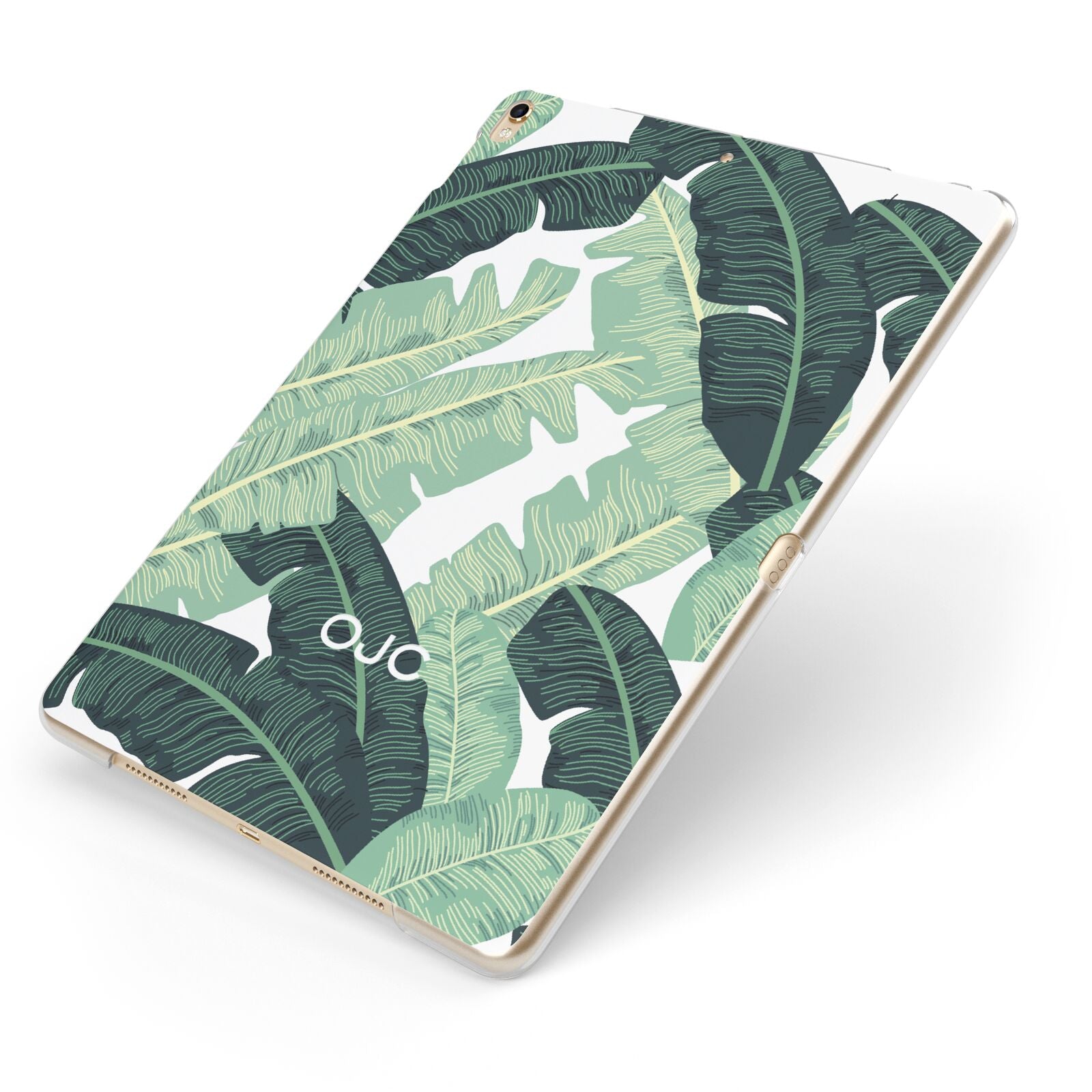 Personalised Palm Banana Leaf Apple iPad Case on Gold iPad Side View