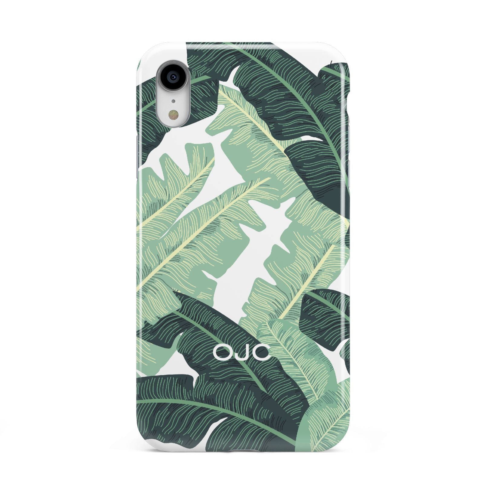 Personalised Palm Banana Leaf Apple iPhone XR White 3D Tough Case