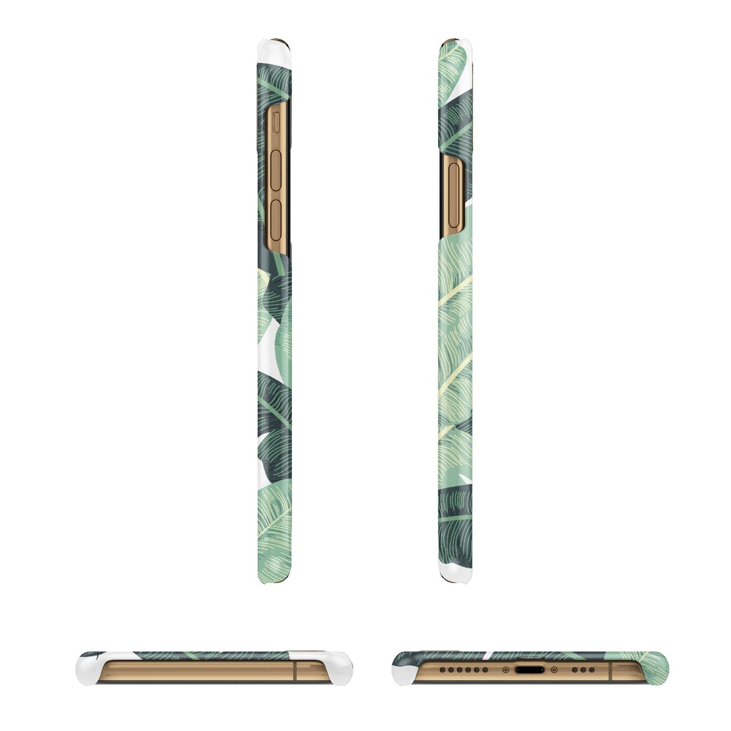 Personalised Palm Banana Leaf Apple iPhone Xs 3D Wrap Snap Case Angled Images