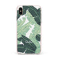 Personalised Palm Banana Leaf Apple iPhone Xs Max Impact Case Pink Edge on Gold Phone