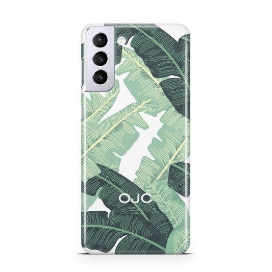 Personalised Palm Banana Leaf Samsung S21 Plus Phone Case