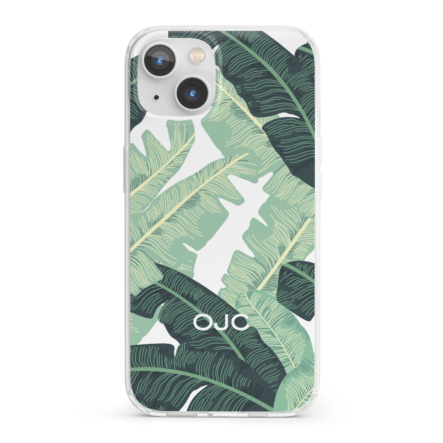 Personalised Palm Banana Leaf iPhone 13 Clear Bumper Case
