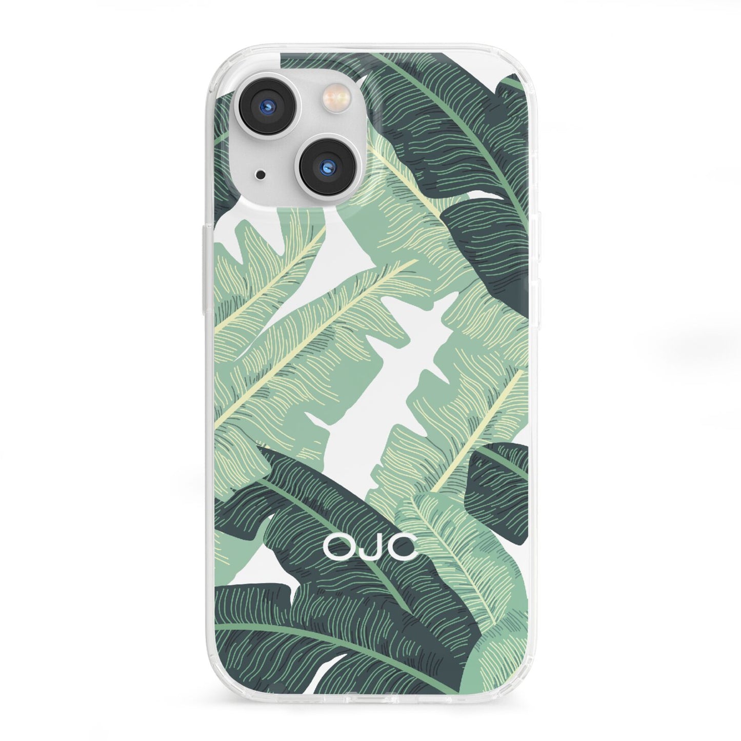Personalised Palm Banana Leaf iPhone 13 Mini Clear Bumper Case