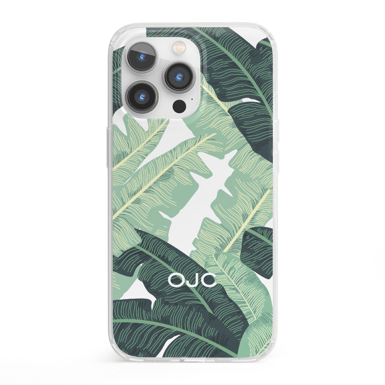 Personalised Palm Banana Leaf iPhone 13 Pro Clear Bumper Case